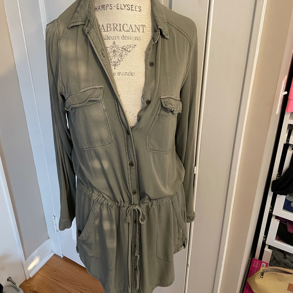 H&M Womens button down army green dress sz 4
